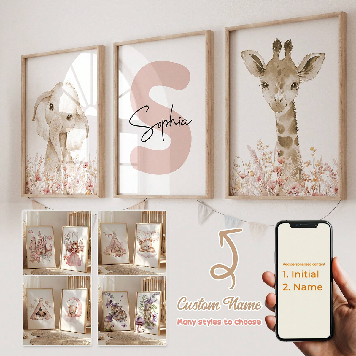 Personalized Name Box - Custom Name Nursery Wall Art Set,
