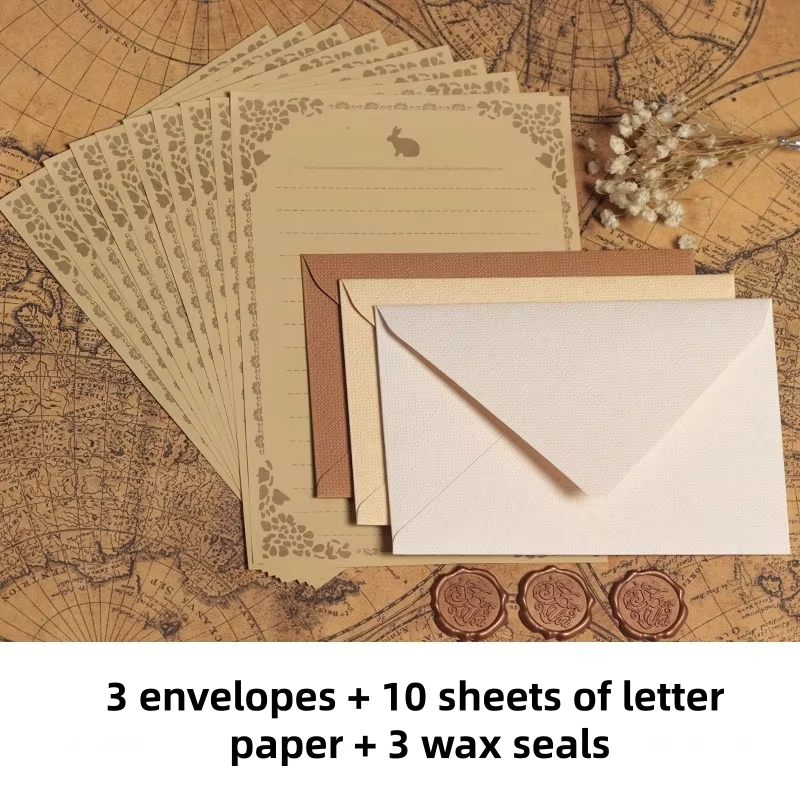 Wax Seal Letter Kit - 16Pcs Luxury Linen Texture Stationery Set