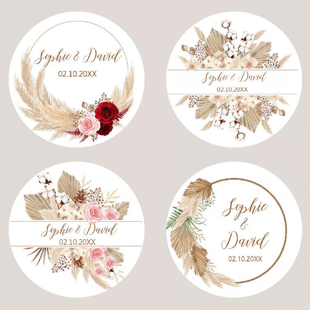 96Pcs Pampas Grass Stickers fo - Personalised Candle Label recension och pris