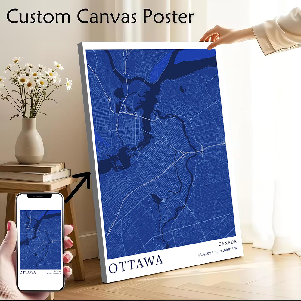Ottawa City Map Printed Canvas - Custom Map Poster recension och pris