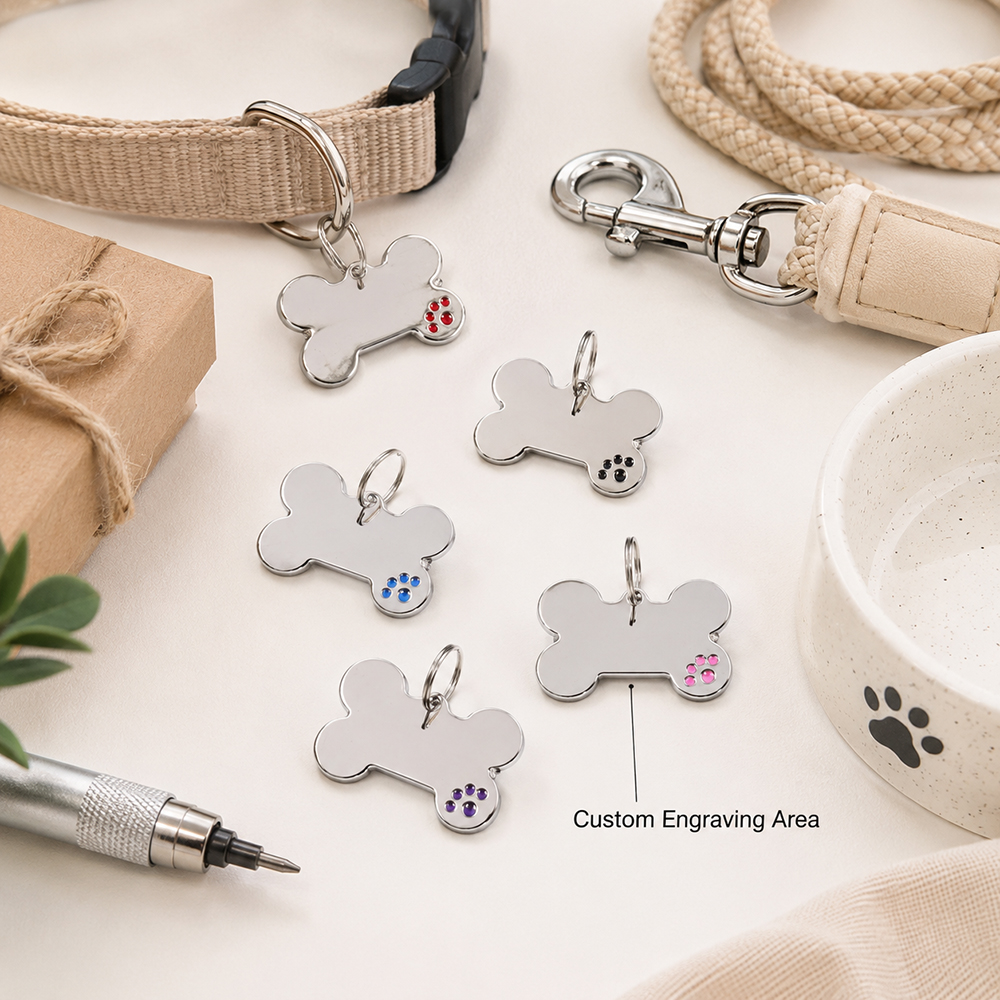 Custom Text Dog Tag Bone Shape - Pet Portrait Custom recension och pris