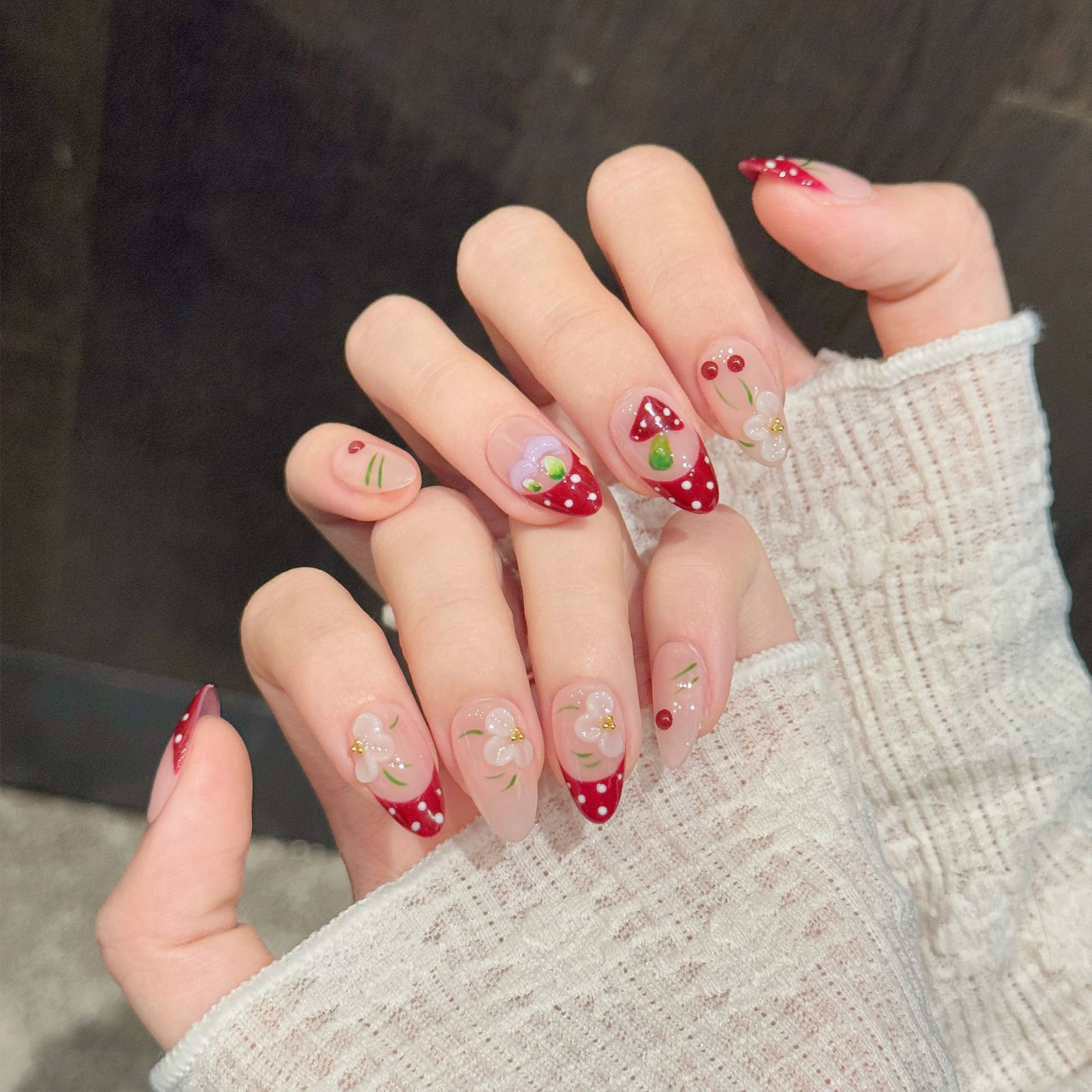 10Pcs Red White Polka Dot Desi - Pressed Flower Art recension och pris