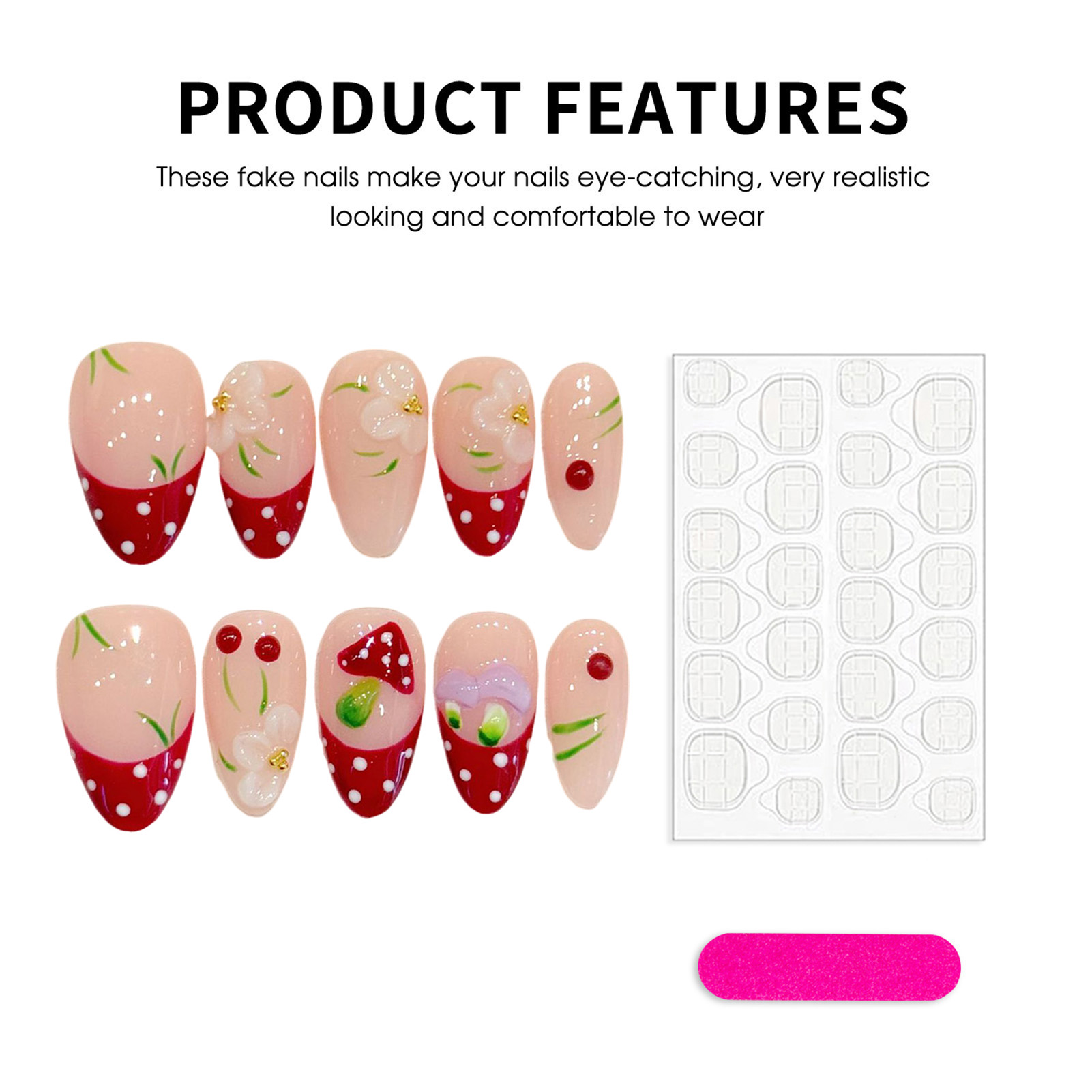 10Pcs Red White Polka Dot Desi - Pressed Flower Art recension och pris