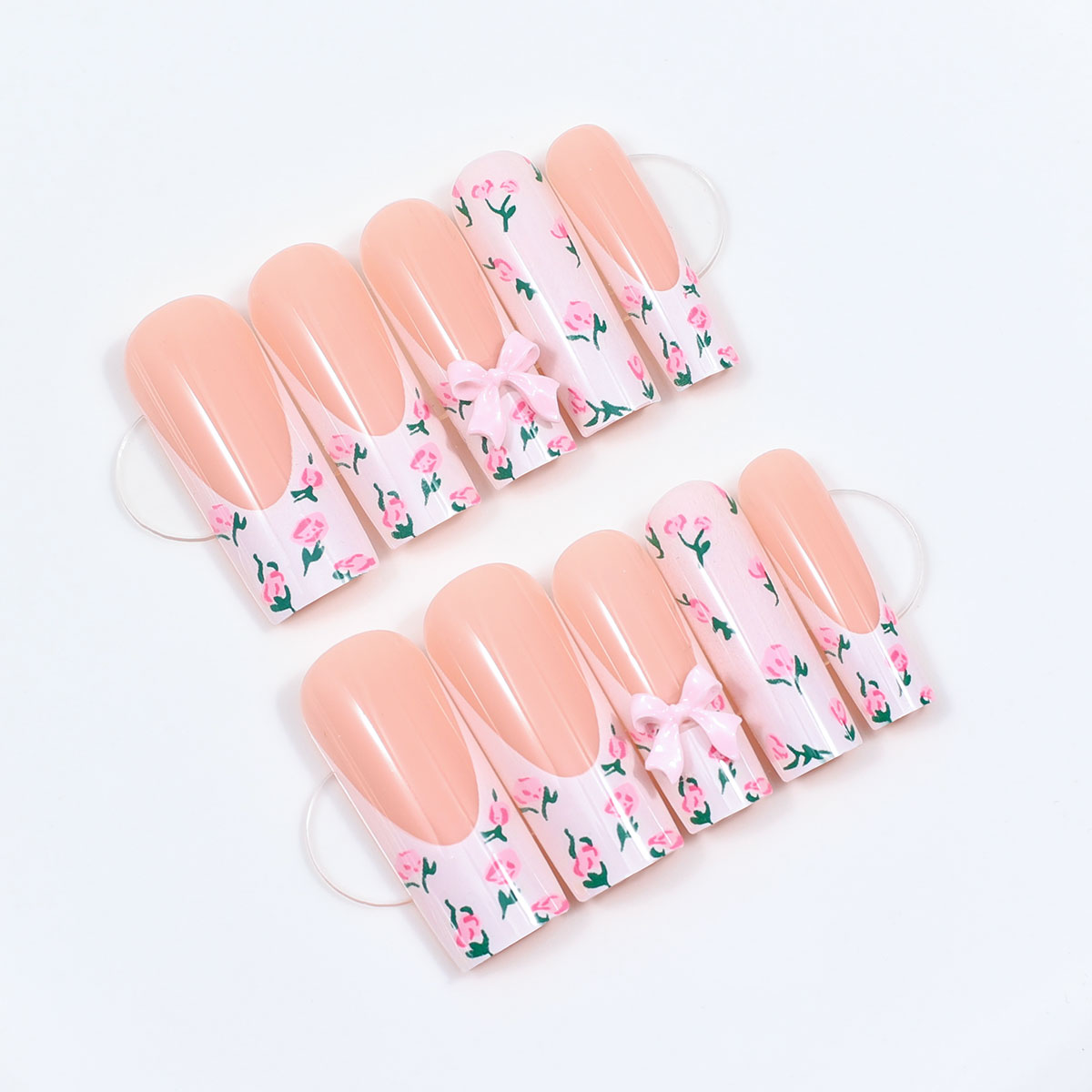 Long Tubular False Nails with  - Pressed Flower Art recension och pris