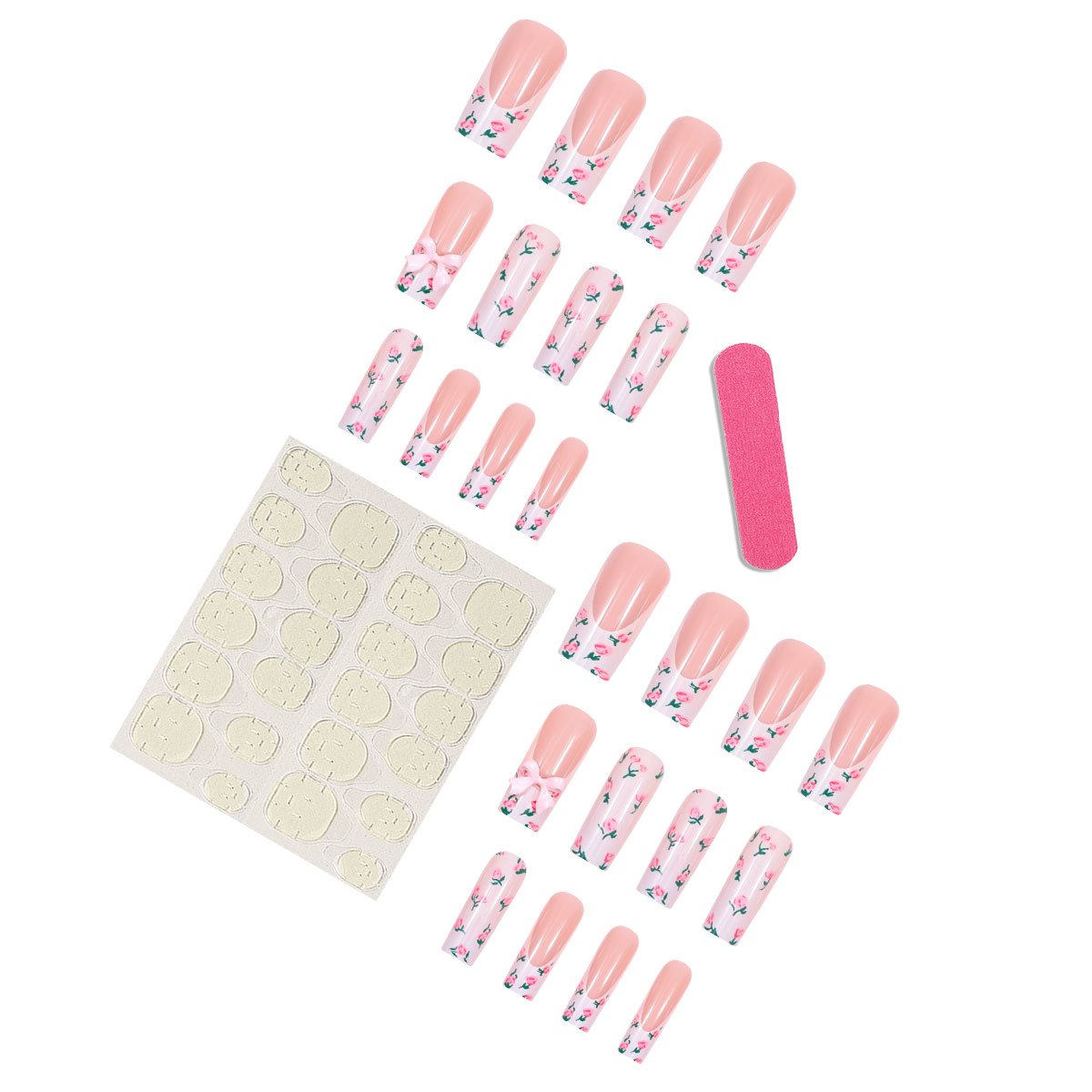 Long Tubular False Nails with  - Pressed Flower Art recension och pris