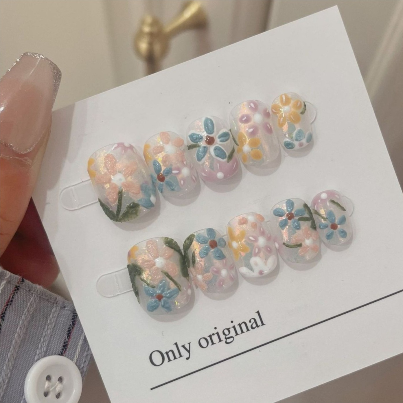 10Pcs Short Handmade Press On  - Pressed Flower Art recension och pris