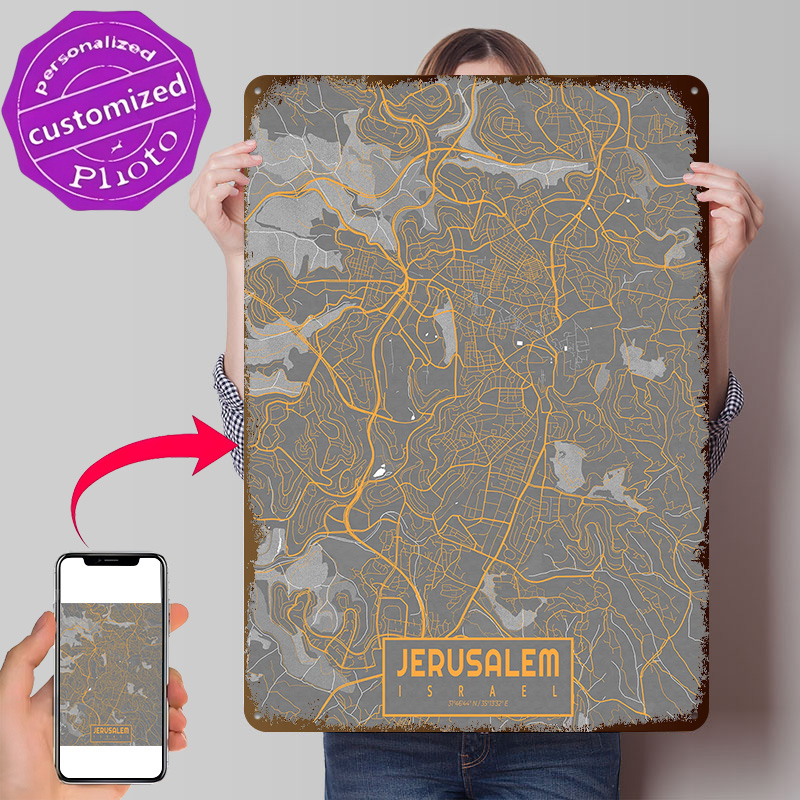 Jerusalem City Map Israel Bauh - Custom Map Poster recension och pris