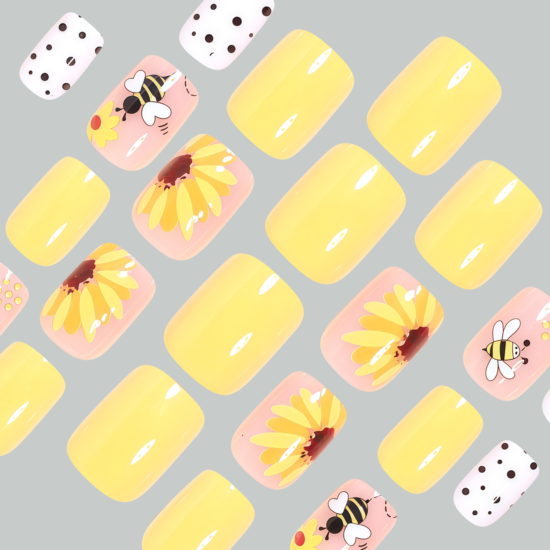 Short Square fake nails for wo - Pressed Flower Art recension och pris