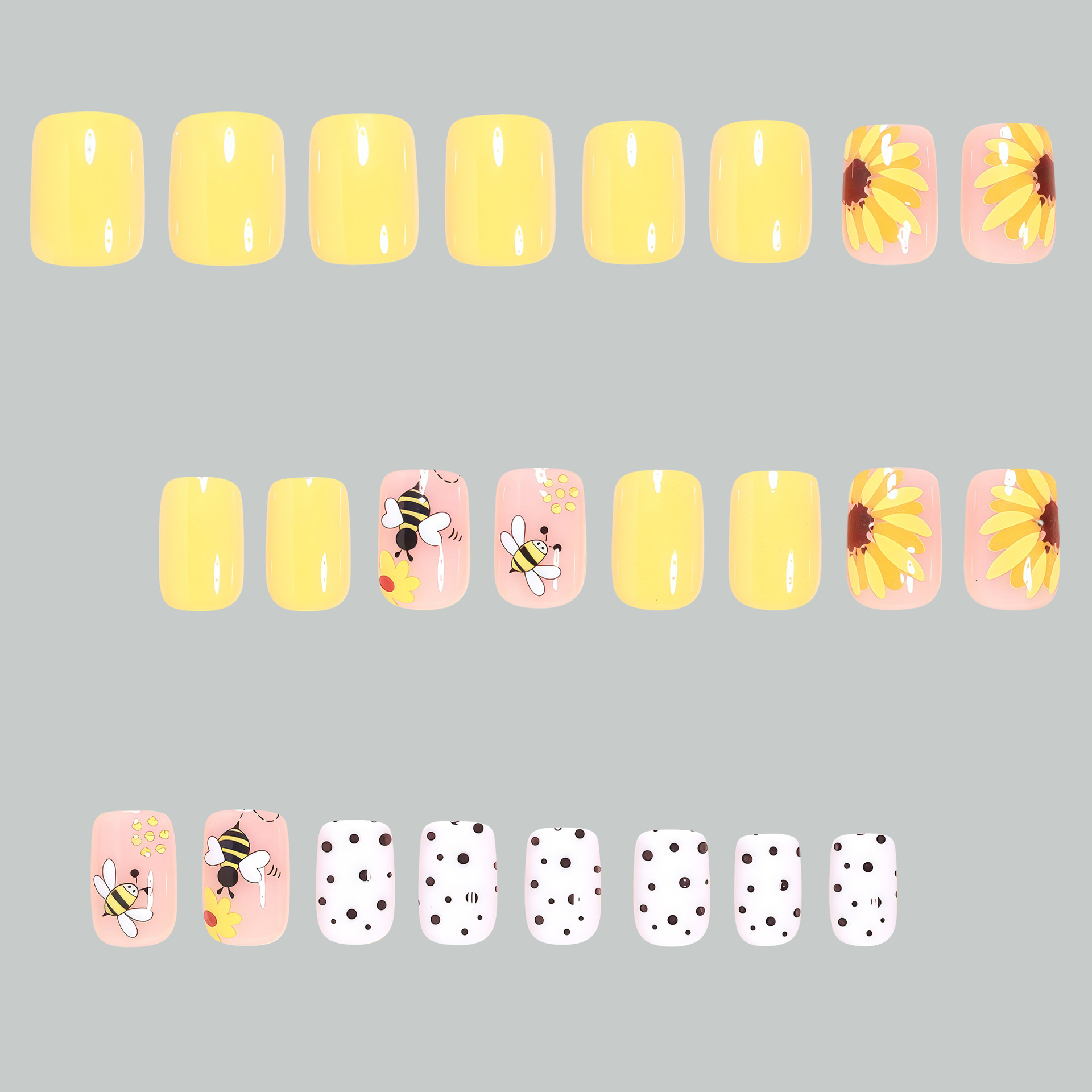 Short Square fake nails for wo - Pressed Flower Art recension och pris