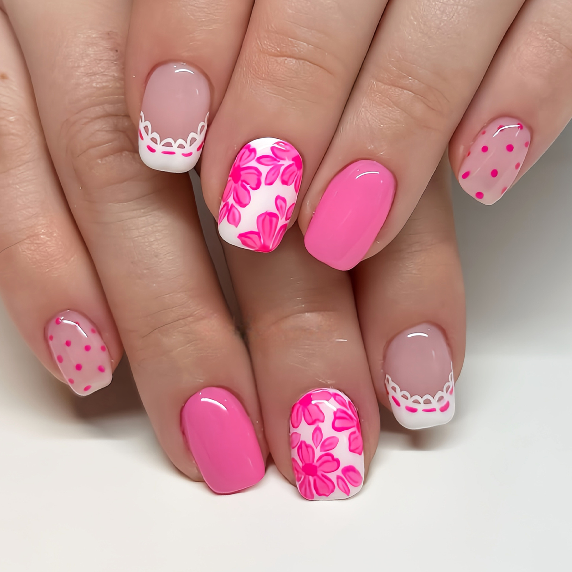 Short Square fake nails for wo - Pressed Flower Art recension och pris