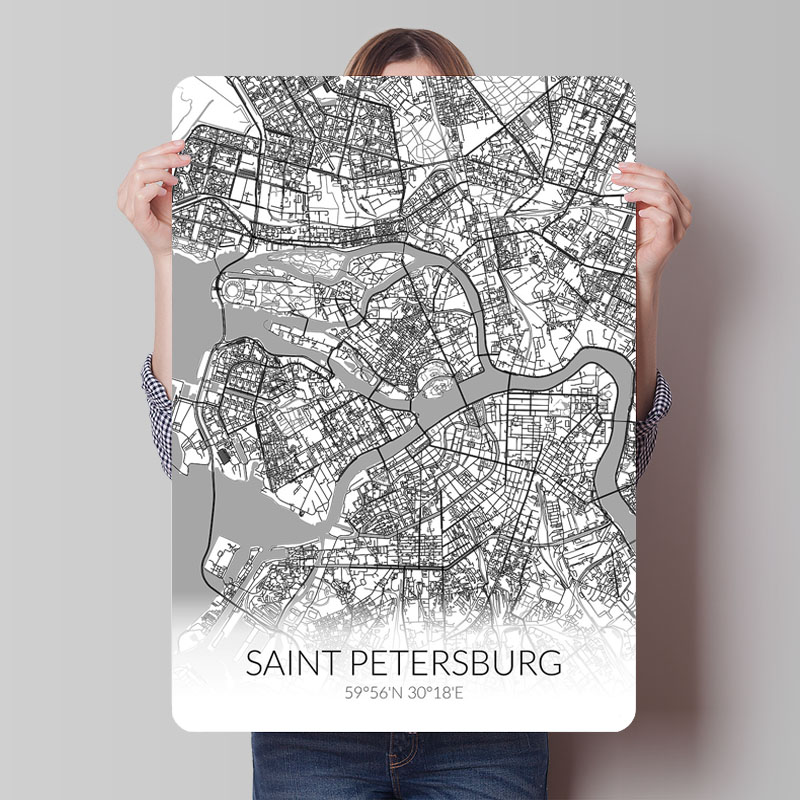 Saint Petersburg White Map Tin - Custom Map Poster recension och pris