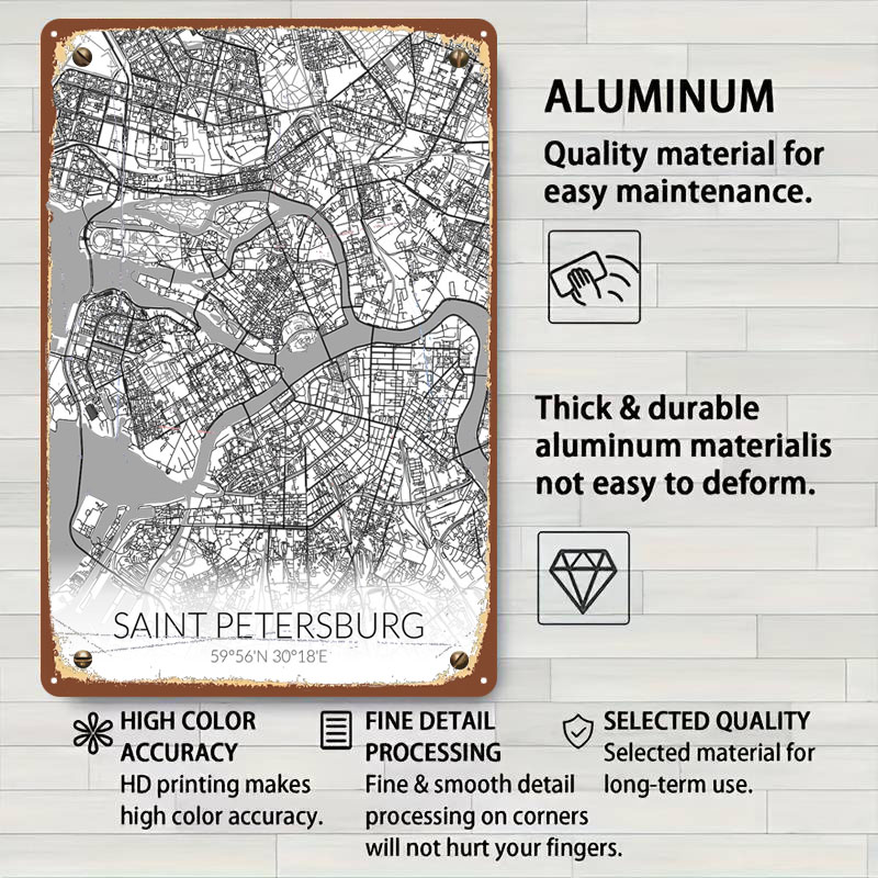 Saint Petersburg White Map Tin - Custom Map Poster recension och pris