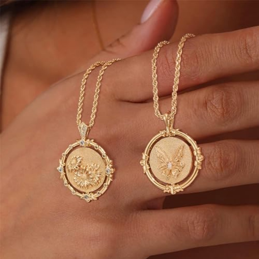 Fettero Gold Necklace for Wome - Birth Flower Necklace recension och pris