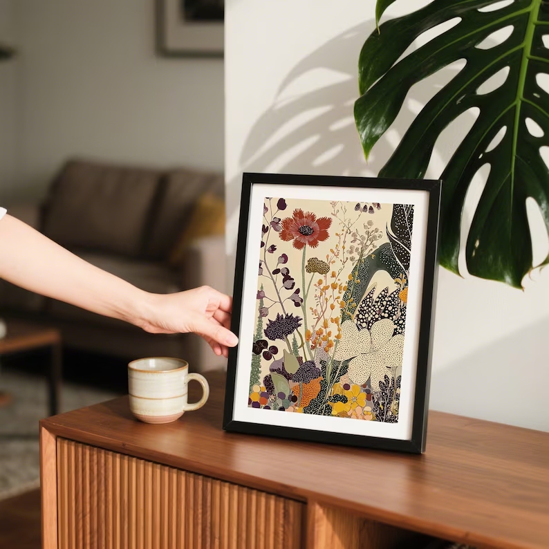 Modern Japanese Botanical  Wal - Custom Map Poster recension och pris