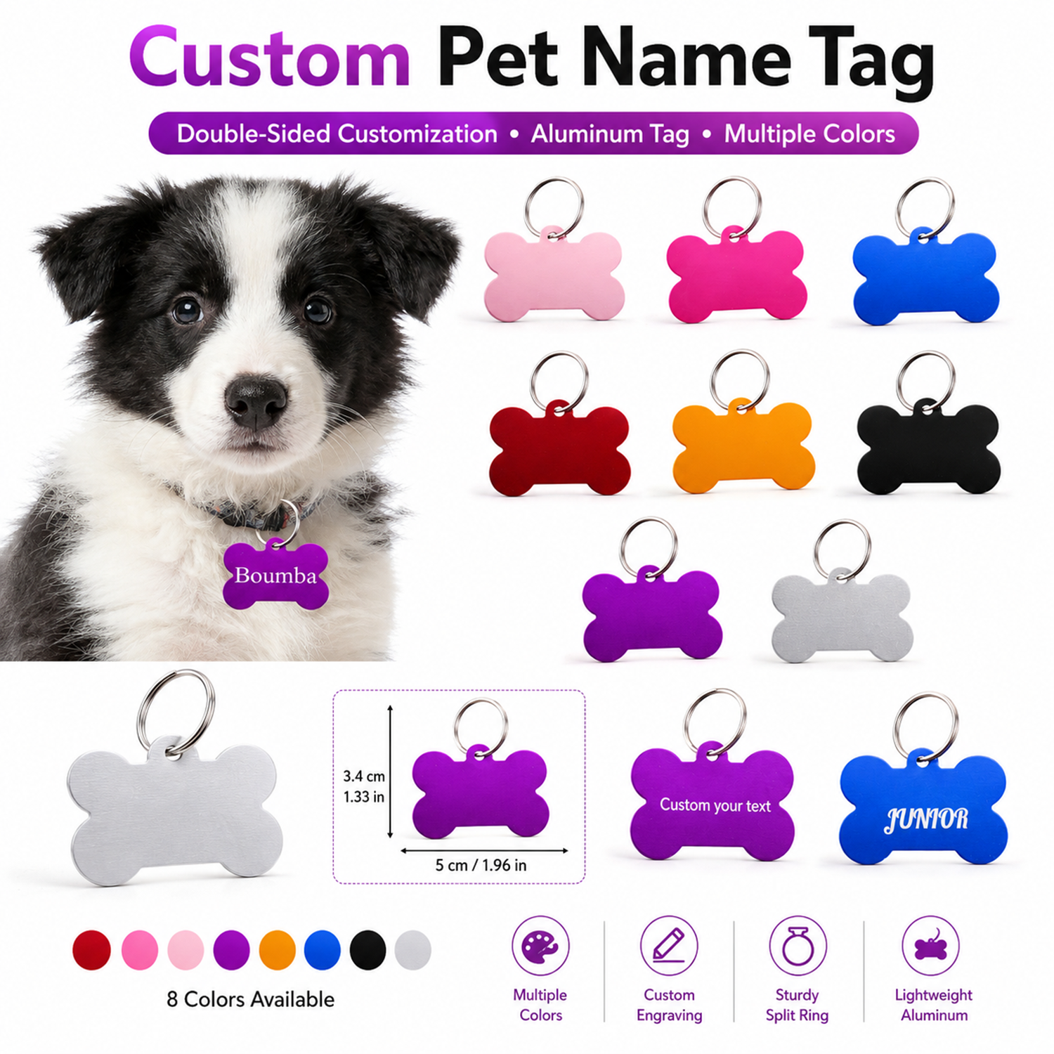 Bone Shaped Custom Name Dog Ta - Pet Portrait Custom recension och pris