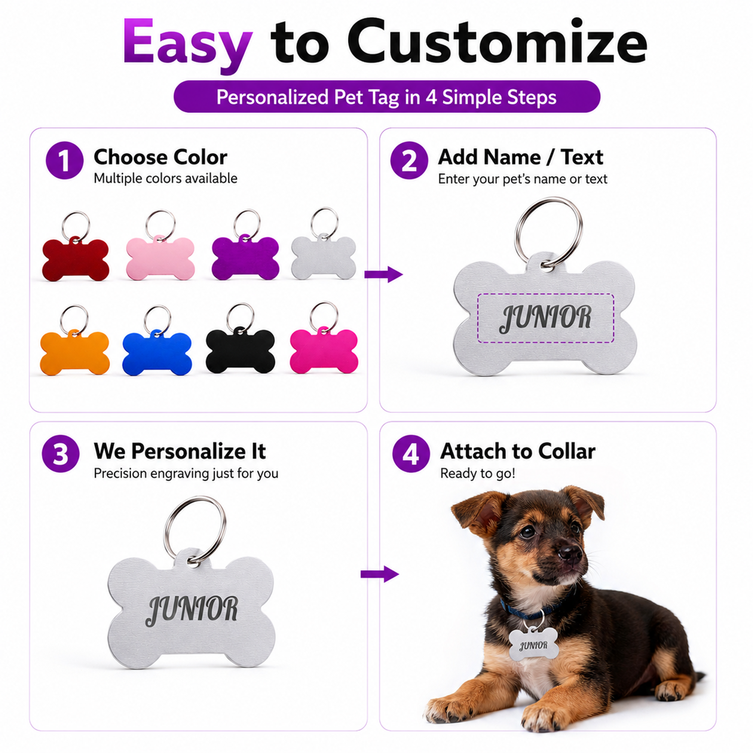 Bone Shaped Custom Name Dog Ta - Pet Portrait Custom recension och pris